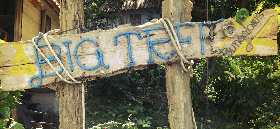 koh payam big tree bunaglows sign